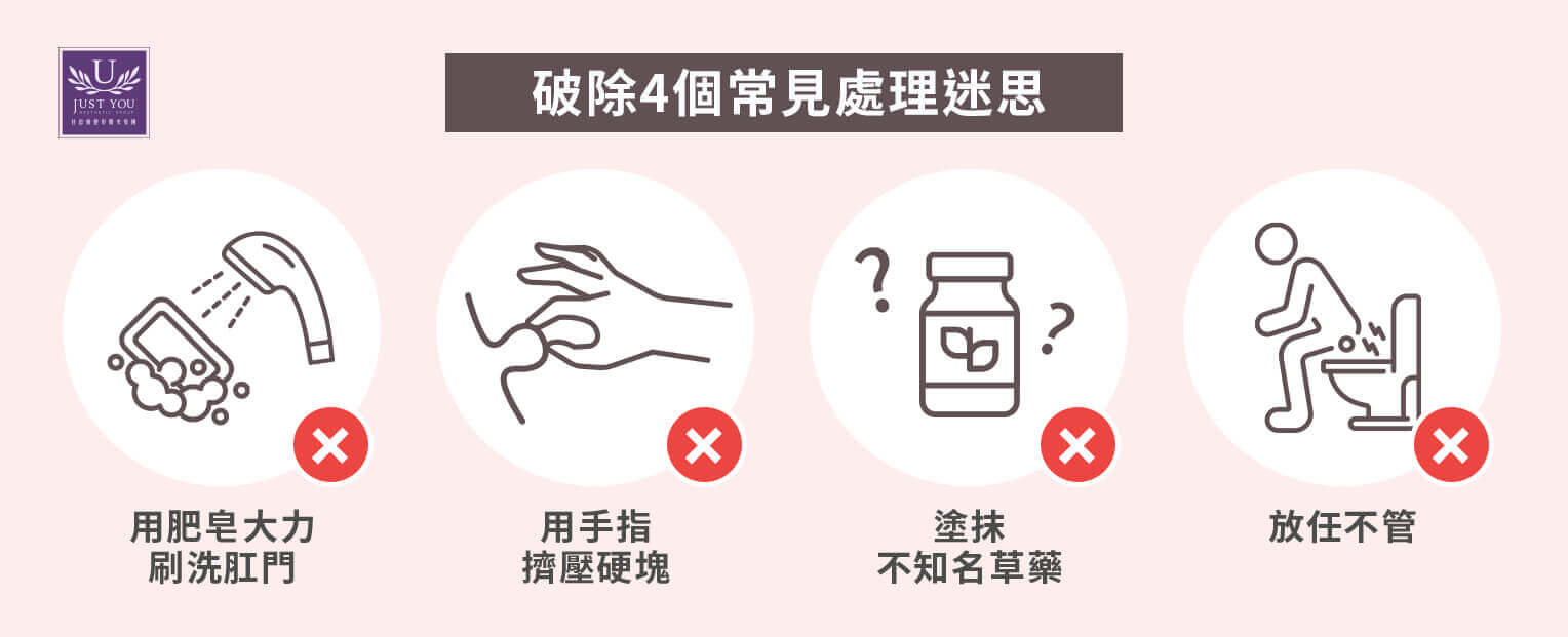 外痔何時需要就醫？專業醫師破除 4 大處理迷思 當外痔引起劇烈疼痛、居家照護 7 至 10 天症狀未改善、傷口出現流膿異味等感染跡象，或是持續性出血不止時，應盡速尋求大腸直腸外科醫師協助。