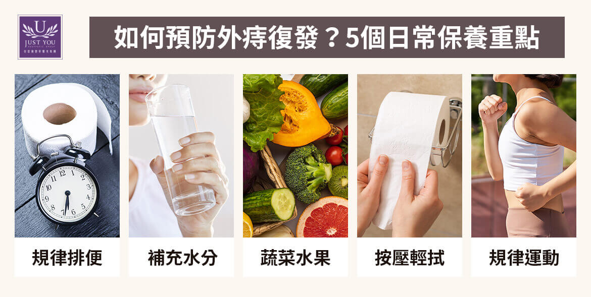 預防外痔發生與復發，關鍵在於養成健康作息，減少肛門區域的壓力與刺激
